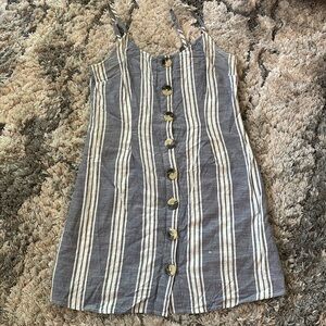 Grey/blue striped sundress